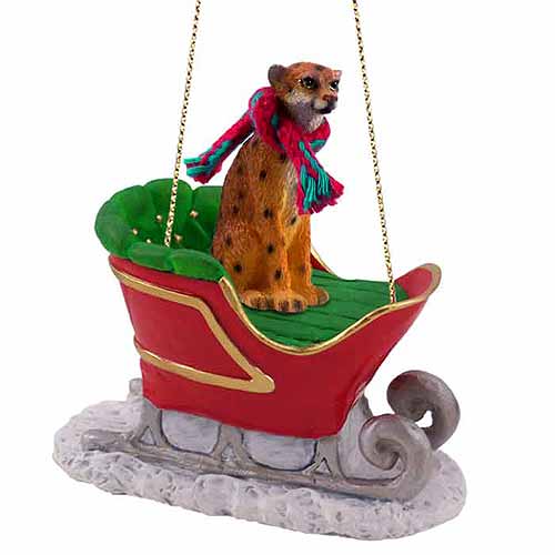 Cheetah Sleigh Ride Christmas Ornament