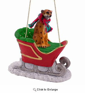 Cheetah Sleigh Ride Christmas Ornament