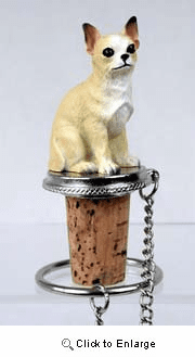 Chihuahua Bottle Stopper (Tan & White)