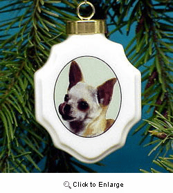 Chihuahua Christmas Ornament Porcelain