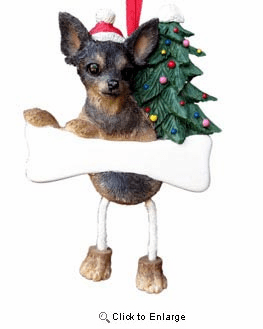 Chihuahua Christmas Tree Ornament - Personalize (Black and Tan)