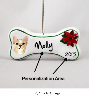Chihuahua Personalized Dog Bone Christmas Ornament