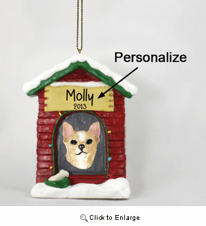 Chihuahua Personalized Dog House Christmas Ornament