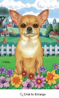 Chihuahua Tan - Tomoyo Pitcher Spring Garden Flag 12" x 17"