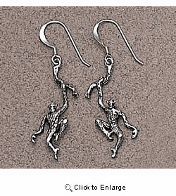 Chimpanzee Earrings Sterling Silver
