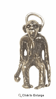 Chimpanzee Sterling Silver Charm