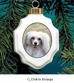 Chinese Crested Christmas Ornament Porcelain