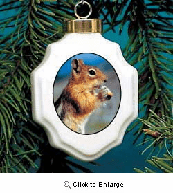 Chipmunk Christmas Ornament Porcelain