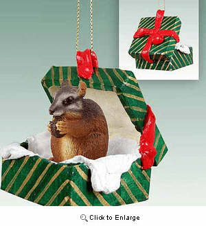Chipmunk Gift Box Christmas Ornament