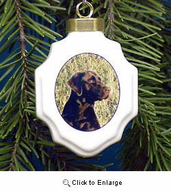 Chocolate Lab Christmas Ornament Porcelain