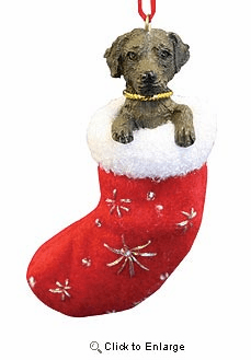 Chocolate Lab Christmas Stocking Ornament