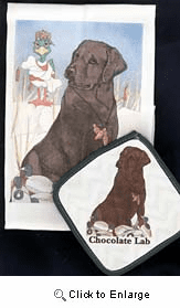Chocolate Lab Dish Towel & Potholder