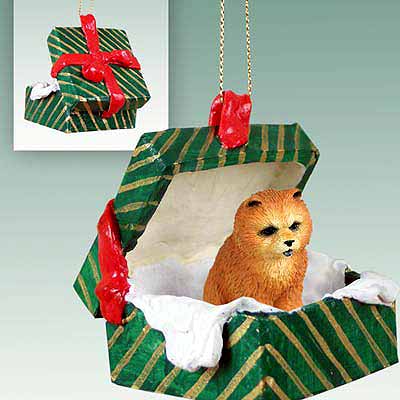 Chow Chow Gift Box Christmas Ornament Red