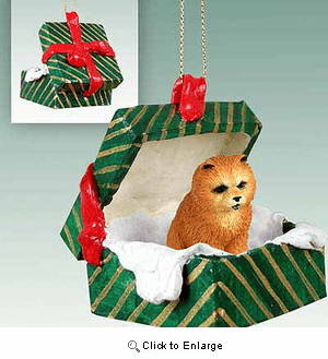 Chow Chow Gift Box Christmas Ornament Red
