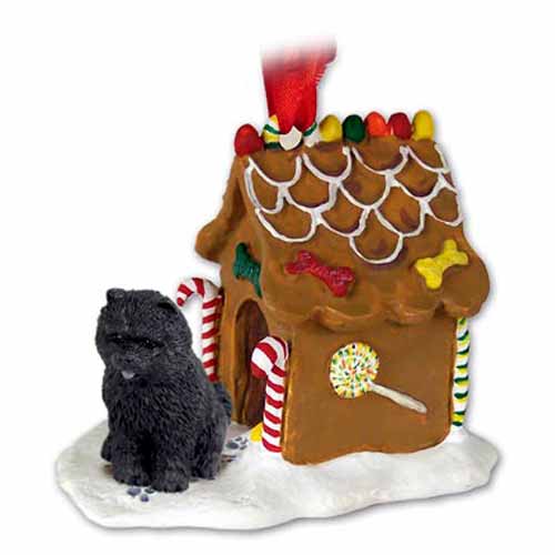 Chow Chow Gingerbread House Christmas Ornament Black