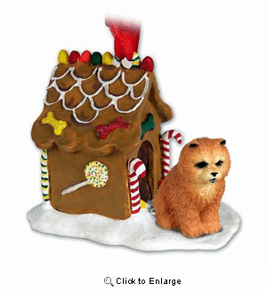 Chow Chow Gingerbread House Christmas Ornament Red