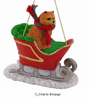 Chow Chow Sleigh Ride Christmas Ornament Red