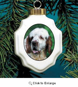 Clumber Spaniel Christmas Ornament Porcelain