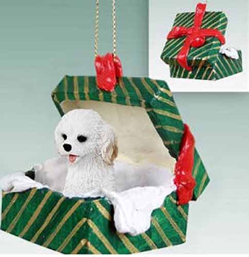 Cockapoo Gift Box Christmas Ornament White