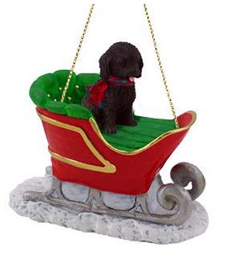 Cockapoo Sleigh Ride Christmas Ornament Black