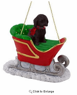 Cockapoo Sleigh Ride Christmas Ornament Black