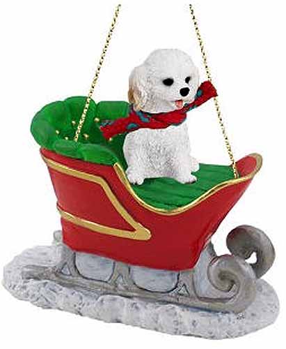 Cockapoo Sleigh Ride Christmas Ornament White