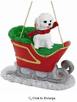 Cockapoo Sleigh Ride Christmas Ornament White