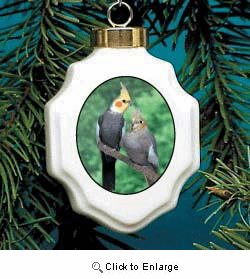 Cockatiel Christmas Ornament Porcelain