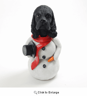 Cocker Spaniel Black Snowman Christmas Decoration