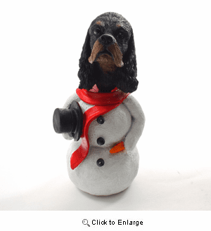 Cocker Spaniel Black-Tan Snowman Christmas Decoration