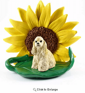 Cocker Spaniel Blonde Sunflower Figurine