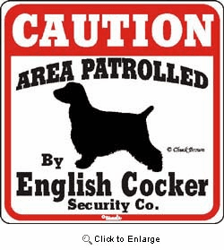 Cocker Spaniel Caution Sign