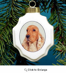 Cocker Spaniel Christmas Ornament Porcelain