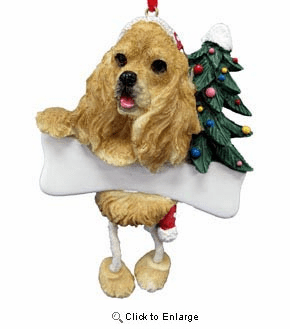 Cocker Spaniel Christmas Tree Ornament - Personalize (Blonde)