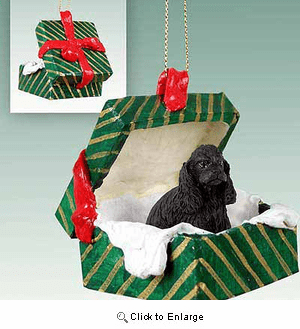 Cocker Spaniel Gift Box Christmas Ornament Black