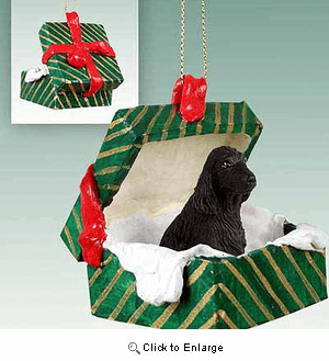Cocker Spaniel Gift Box Christmas Ornament Black
