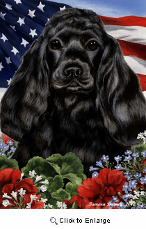 Cocker Spaniel House Flag Black