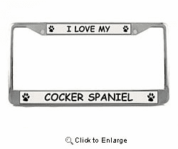 Cocker Spaniel License Plate Frame