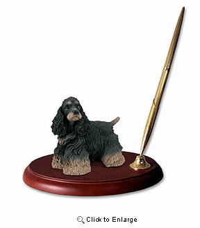 Cocker Spaniel Pen Holder (Black & Tan)