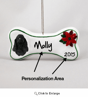 Cocker Spaniel Personalized Dog Bone Christmas Ornament Black