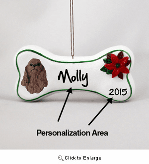 Cocker Spaniel Personalized Dog Bone Christmas Ornament Brown
