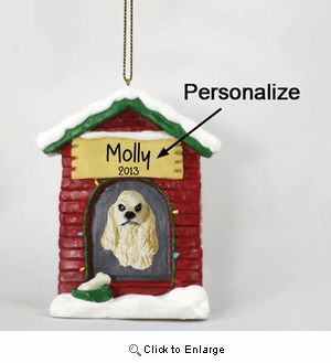 Cocker Spaniel Personalized Dog House Christmas Ornament