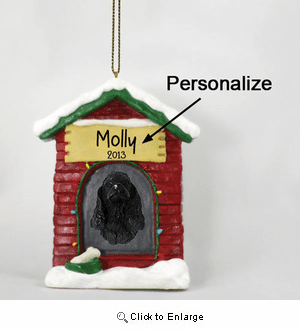 Cocker Spaniel Personalized Dog House Christmas Ornament Black