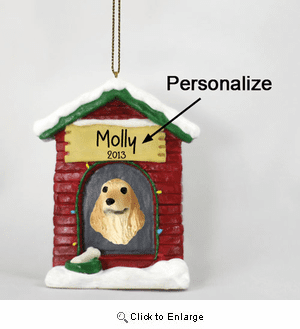 Cocker Spaniel Personalized Dog House Christmas Ornament English