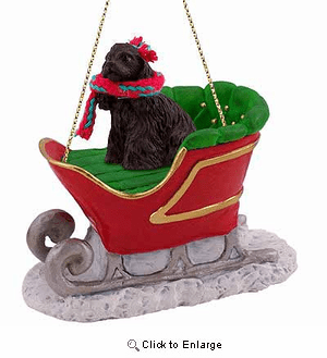 Cocker Spaniel Sleigh Ride Christmas Ornament Black