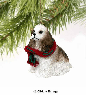 Cocker Spaniel Tiny One Christmas Ornament Brown-White