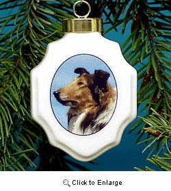 Collie Christmas Ornament Porcelain