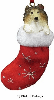 Collie Christmas Stocking Ornament