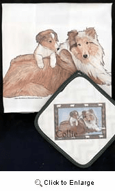Collie Dish Towel & Potholder