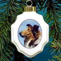 Collie Christmas Ornament Porcelain